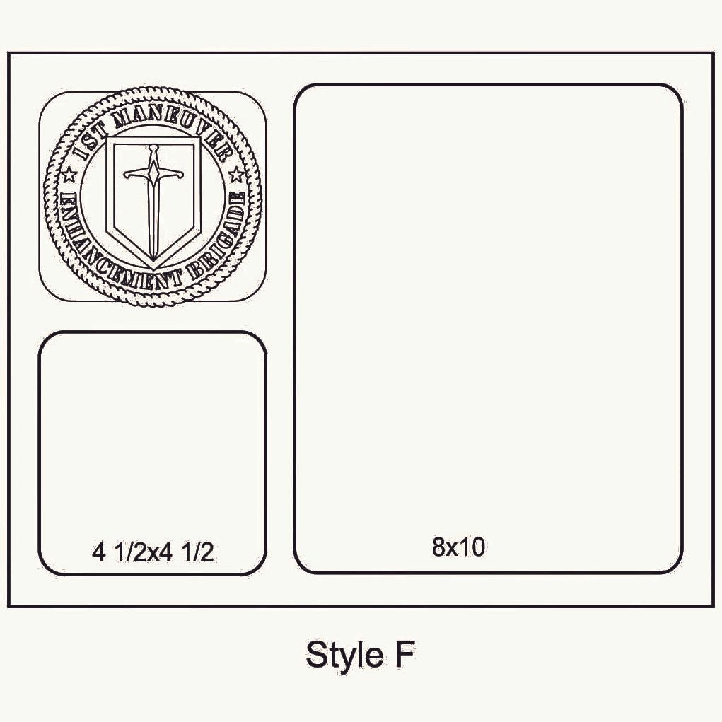 11x14 Military Layout F with 8x10 vertical and 4.5x4.5 photo openings - Legacy Images - Picture Frames
