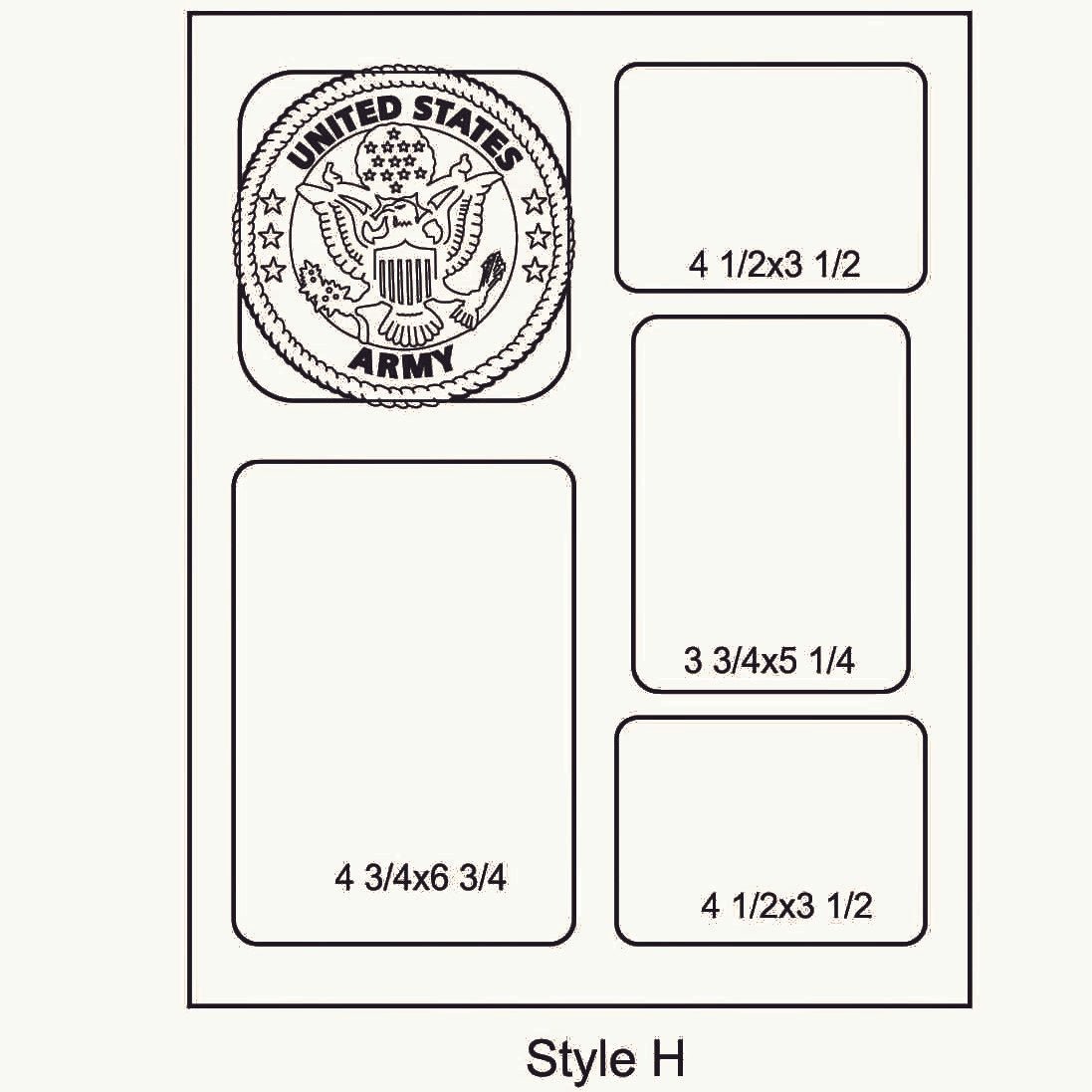 11x14 Military Layout H with 5x7 vertical, 4x6 vertical and 2 4.5x3.5 horizontal photo openings - Legacy Images - Picture Frames