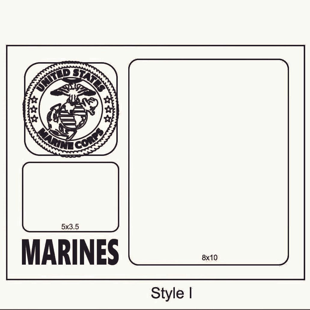 11x14 Military Layout I Picture Frame with 8x10 vertical and 5x3.5 horizontal picture openings - Legacy Images - Picture Frames