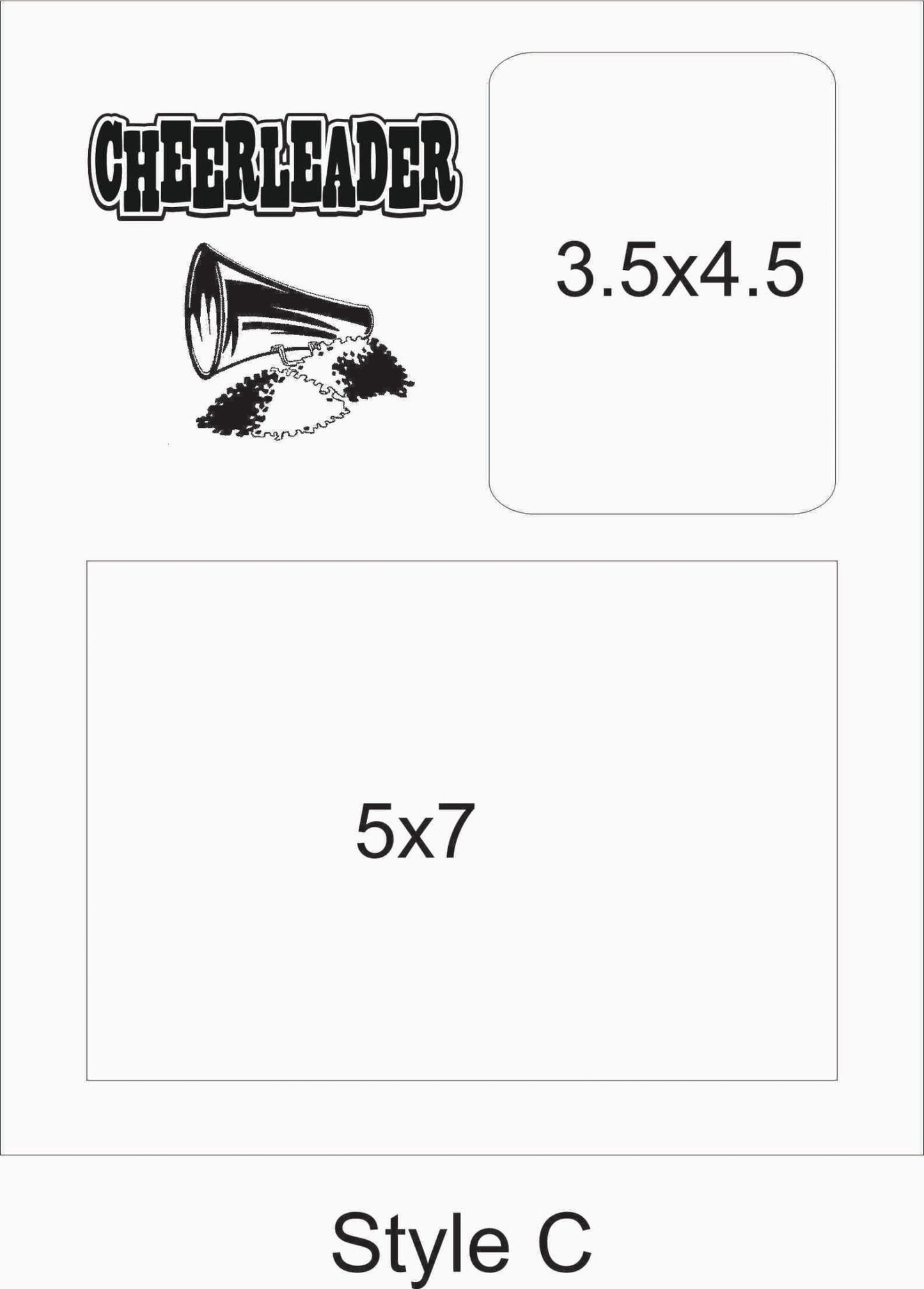 8x10 Layout C - Legacy Images - 8x10 frame with 5x7 horizontal and 3.5x4.5 vertical picture openings.