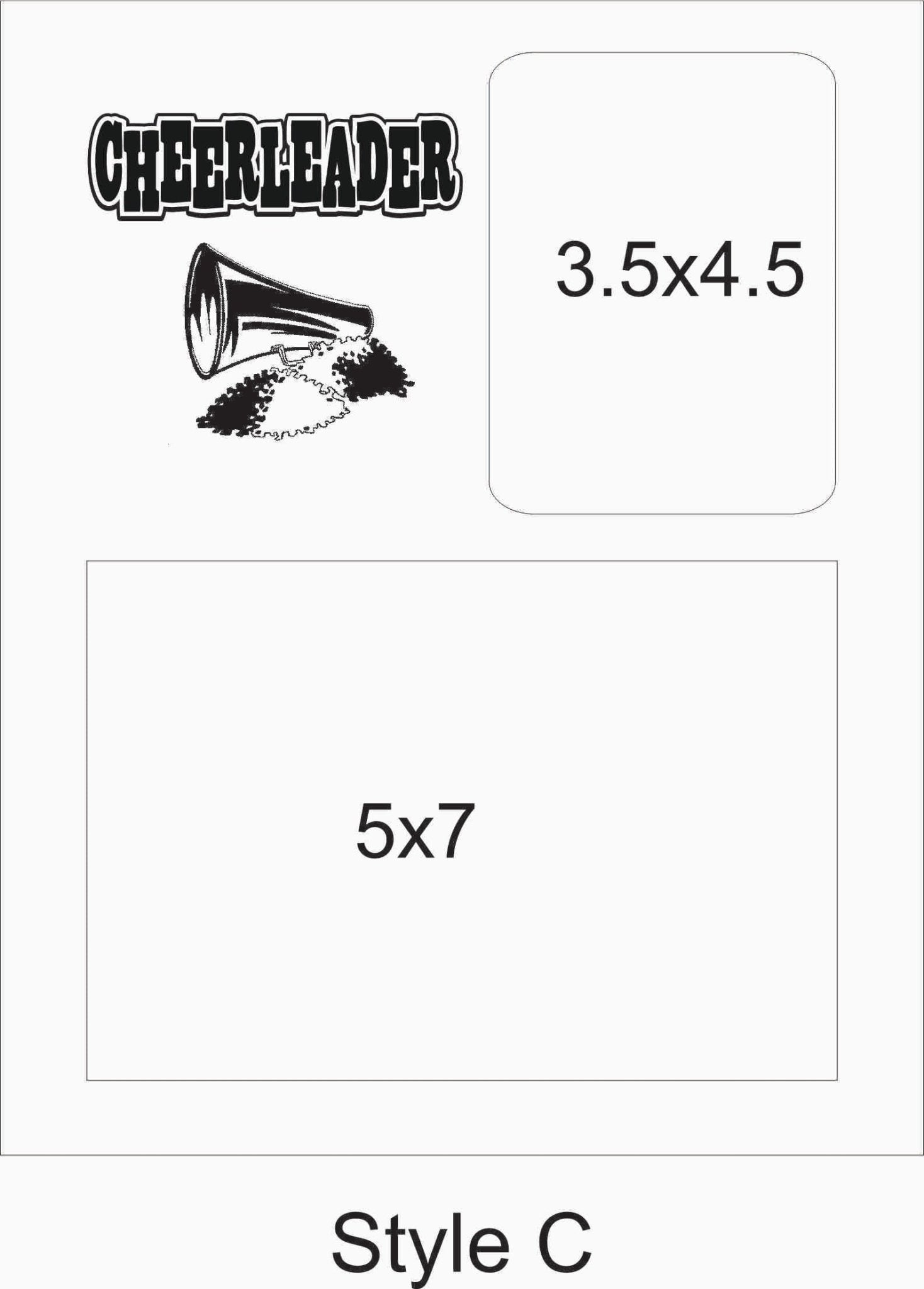 8x10 Layout C - Legacy Images - 8x10 frame with 5x7 horizontal and 3.5x4.5 vertical picture openings.