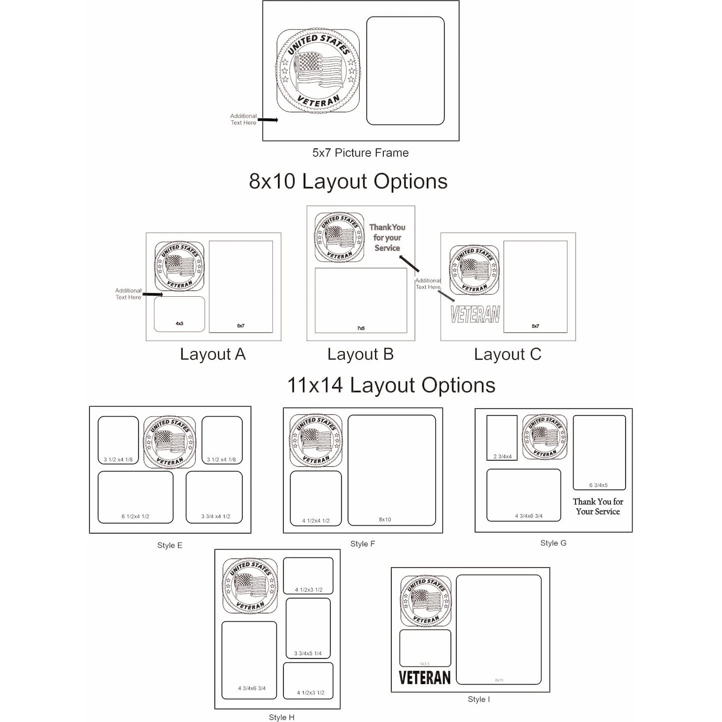 Military Picture Frame Layout Options - Legacy Images - Picture Frames