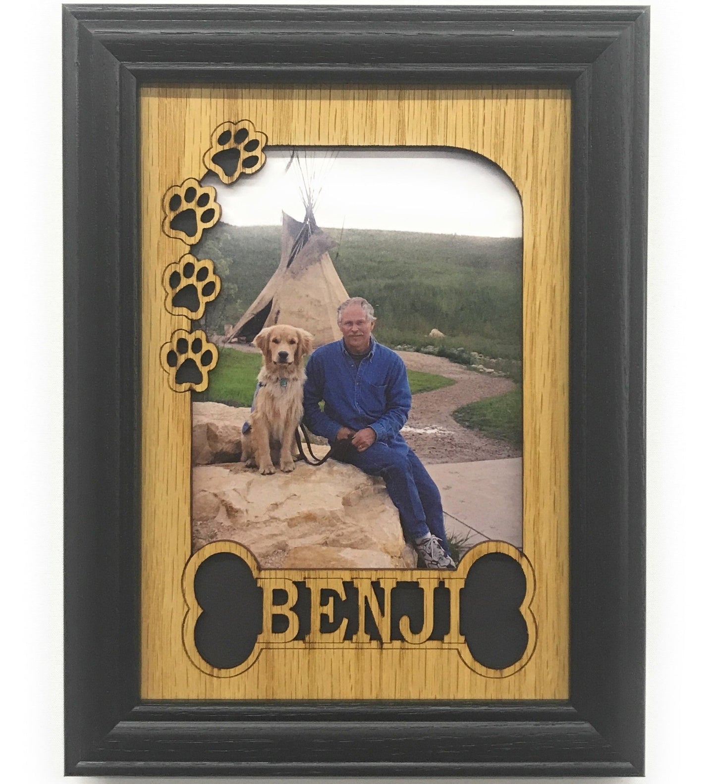 Dog Bone & Paw Prints Picture Frame - Legacy Images - 11x14 Picture Frame 5x7 picture frame 8x10 picture frame laser engraved