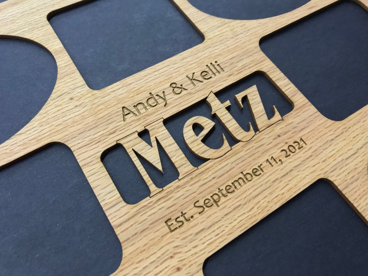 Family Name Picture Frame - 11x14 Frame Holds 8 Photos - Legacy Images - Picture Frames - 11x14 Picture Frame family name laser engraved