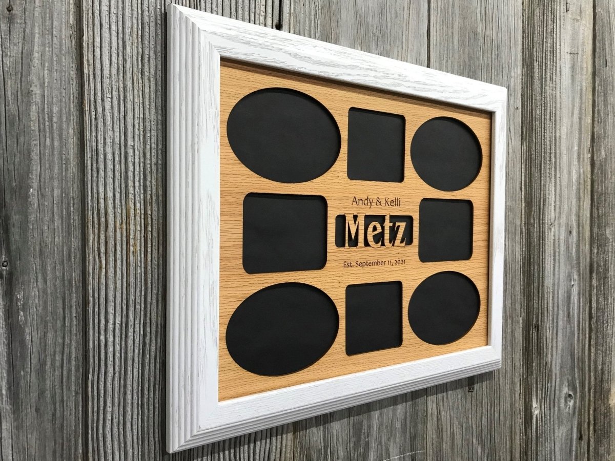 Family Name Picture Frame - 11x14 Frame Holds 8 Photos - Legacy Images - Picture Frames - 11x14 Picture Frame family name laser engraved