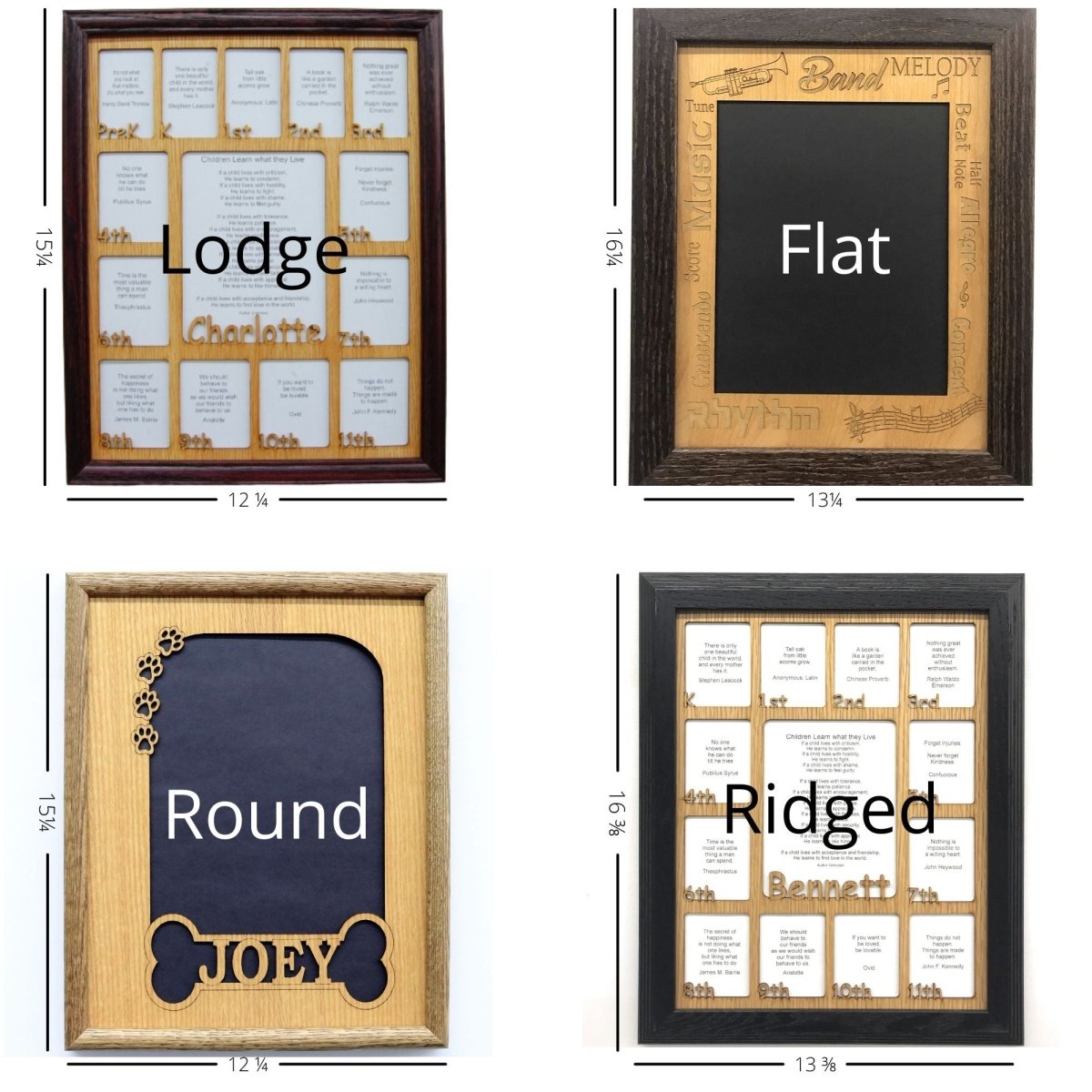 Family Name Picture Frame - 11x14 Frame Holds 8 Photos - Legacy Images - Picture Frames - 11x14 Picture Frame family name laser engraved