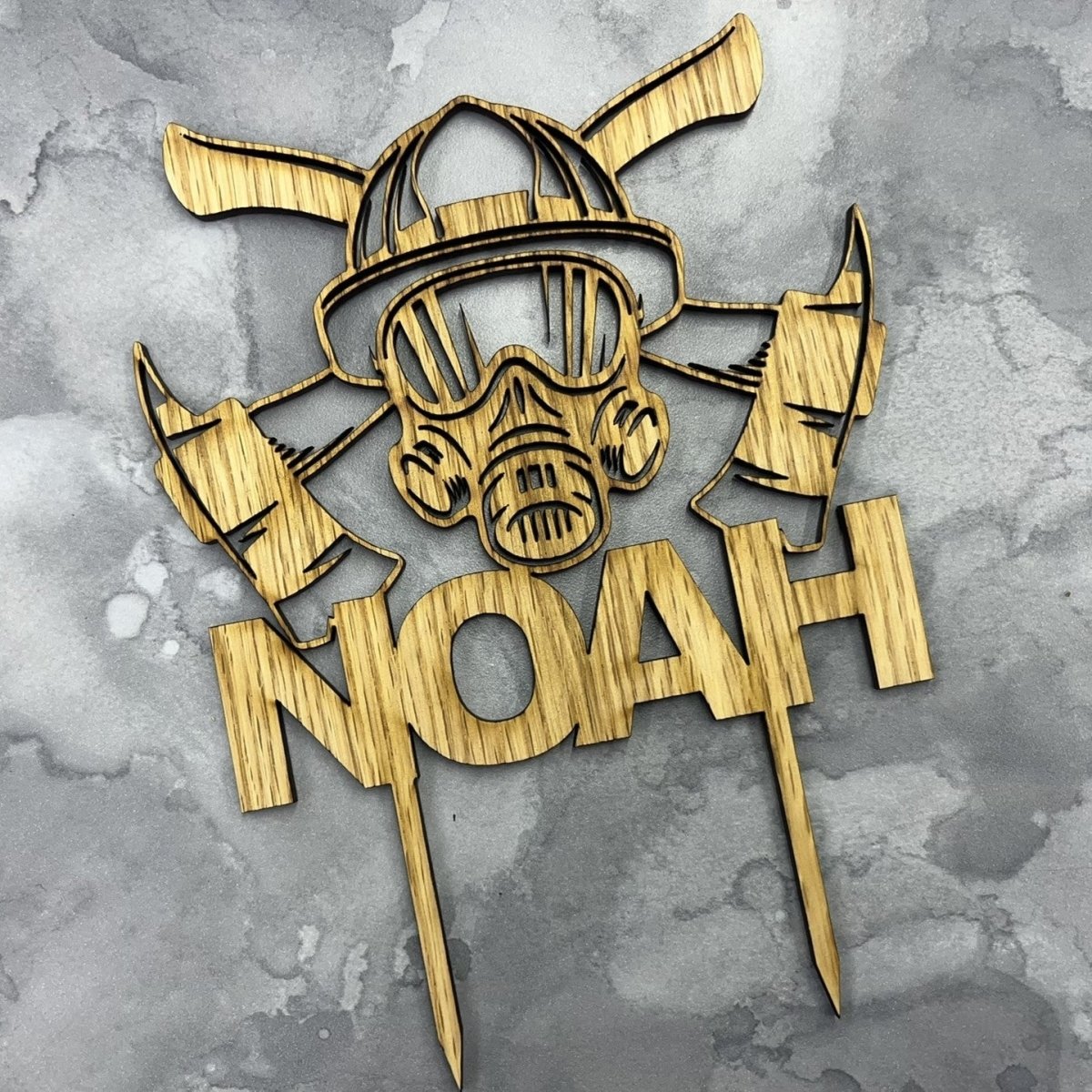 Fireman Birthday Cake Topper - Personalized - Legacy Images - Cake Decorating Supplies - birthday cake topper fireman birthday laser engraved