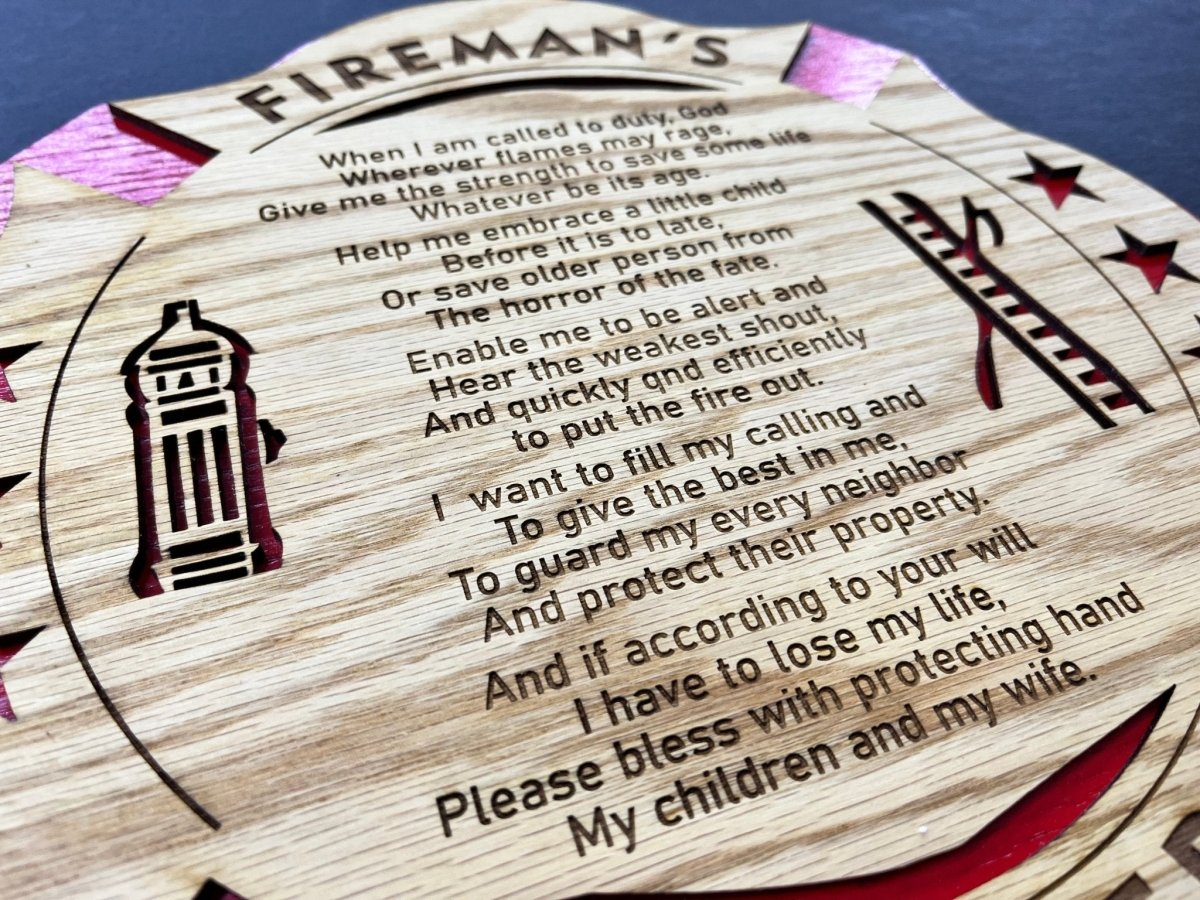 Fireman's Prayer Sign - Legacy Images - Novelty Signs - firefighter occupations sign laser engraved