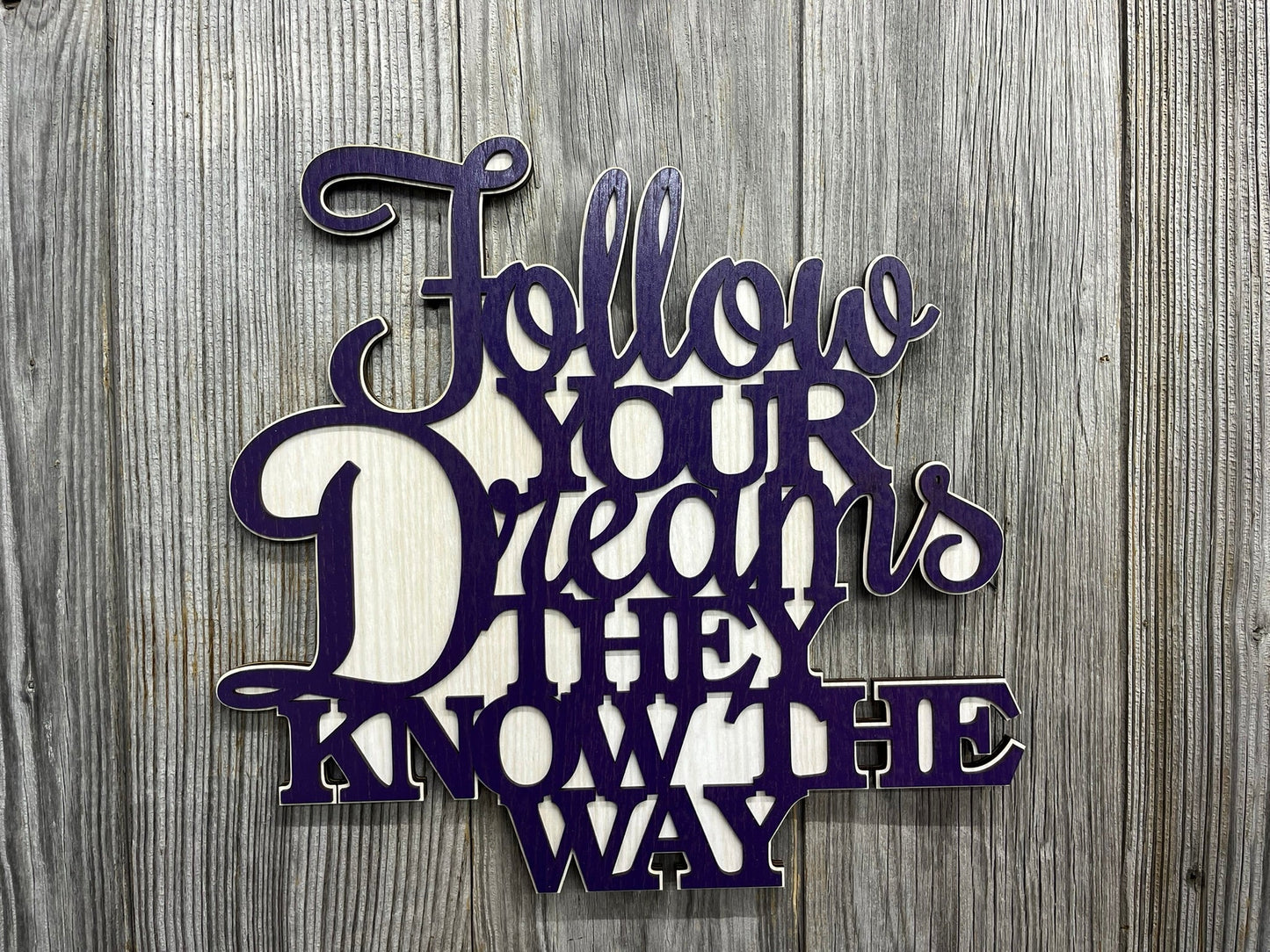 Follow Your Dreams Sign Wall Decor - Legacy Images - Novelty Signs - cord follow your dreams sign laser engraved