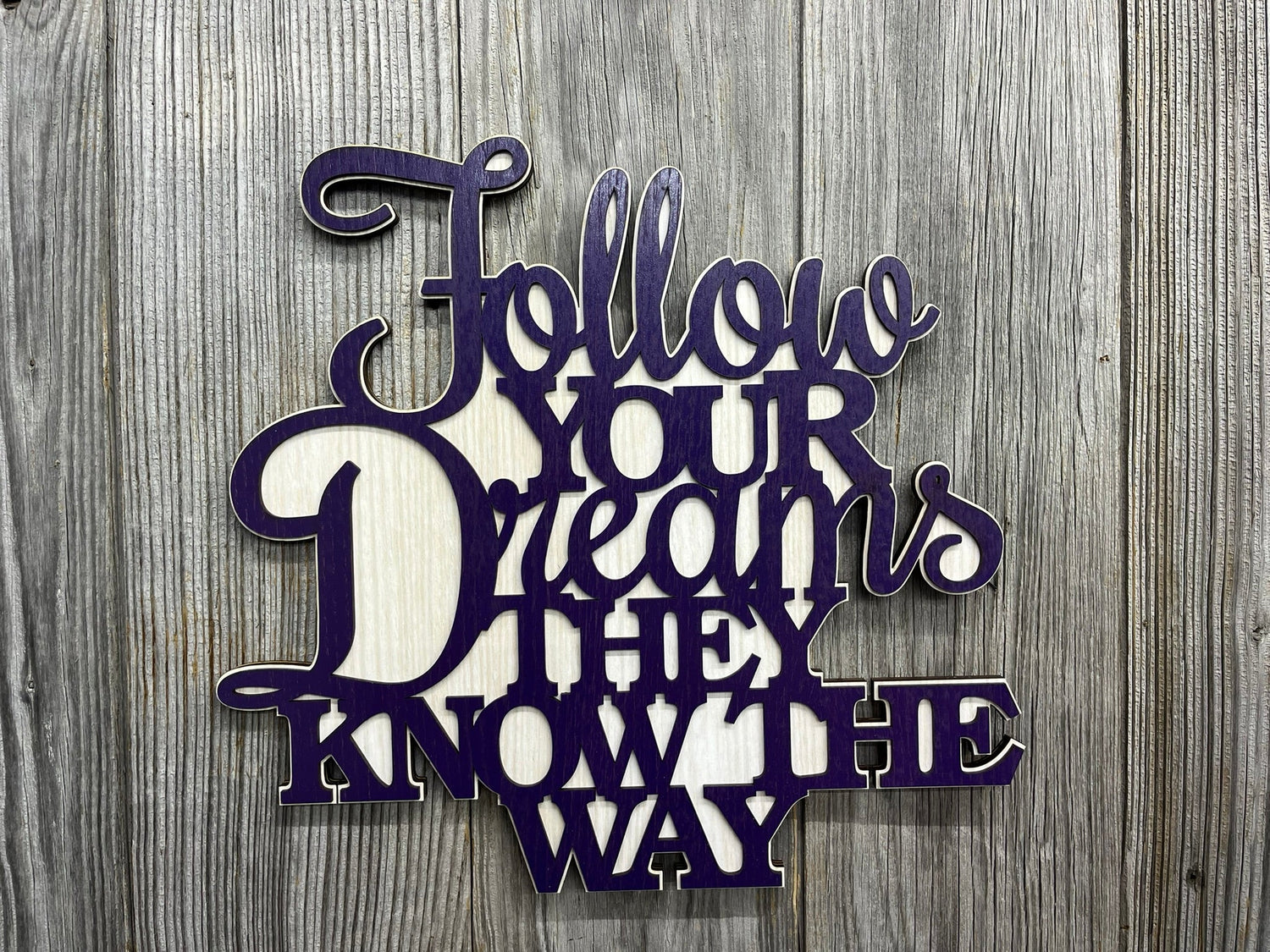 Follow Your Dreams Sign Wall Decor - Legacy Images - Novelty Signs - cord follow your dreams sign laser engraved