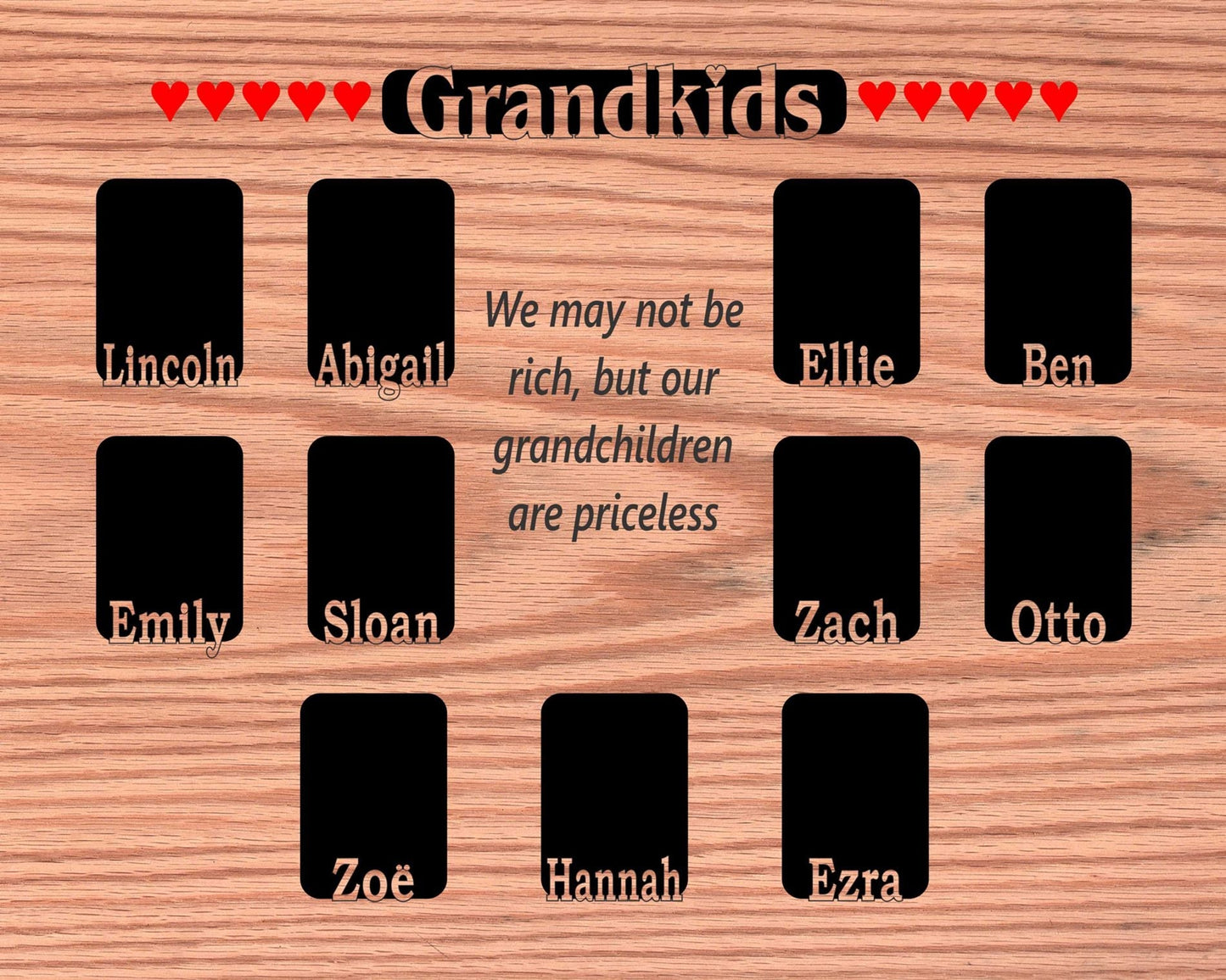 Grandkids Name Picture Frame 18x24 - Legacy Images - 18x24 picture frame custom grandkids family laser engraved