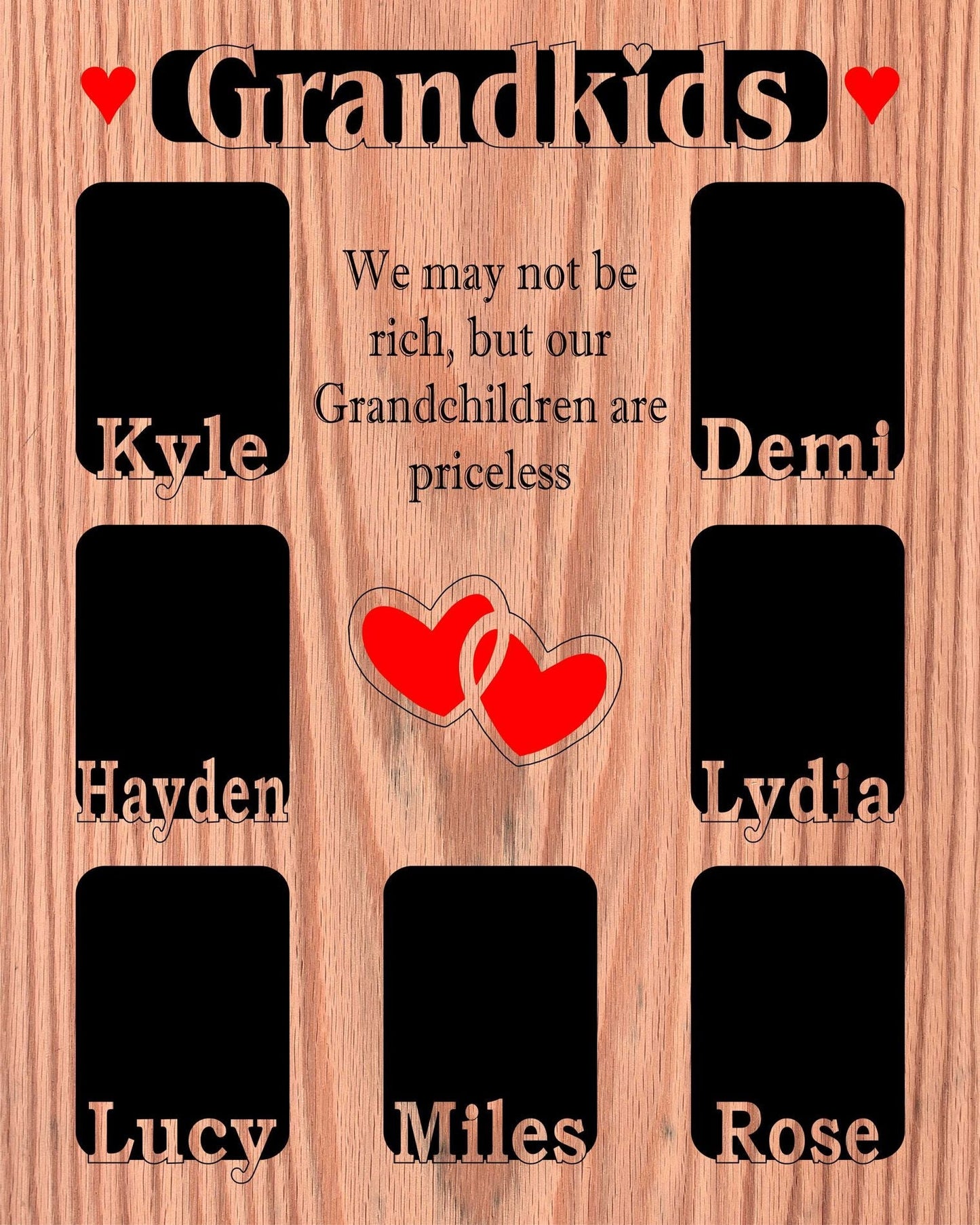 Grandkids Name Picture Frame 18x24 - Legacy Images - 18x24 picture frame custom grandkids family laser engraved