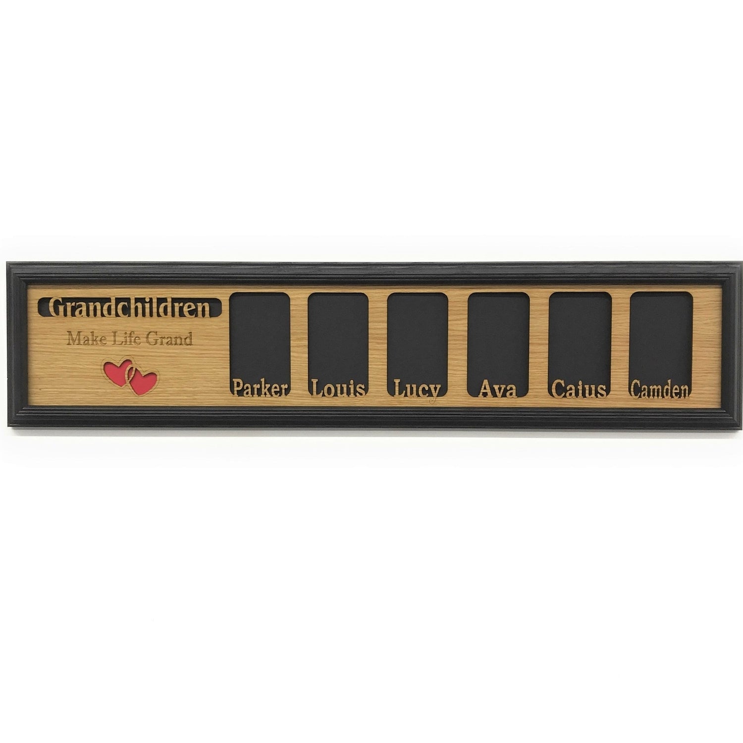 Grandkids Picture Frame with Names - 6"x32" Holds 3x5 Pictures - Legacy Images - Picture Frames