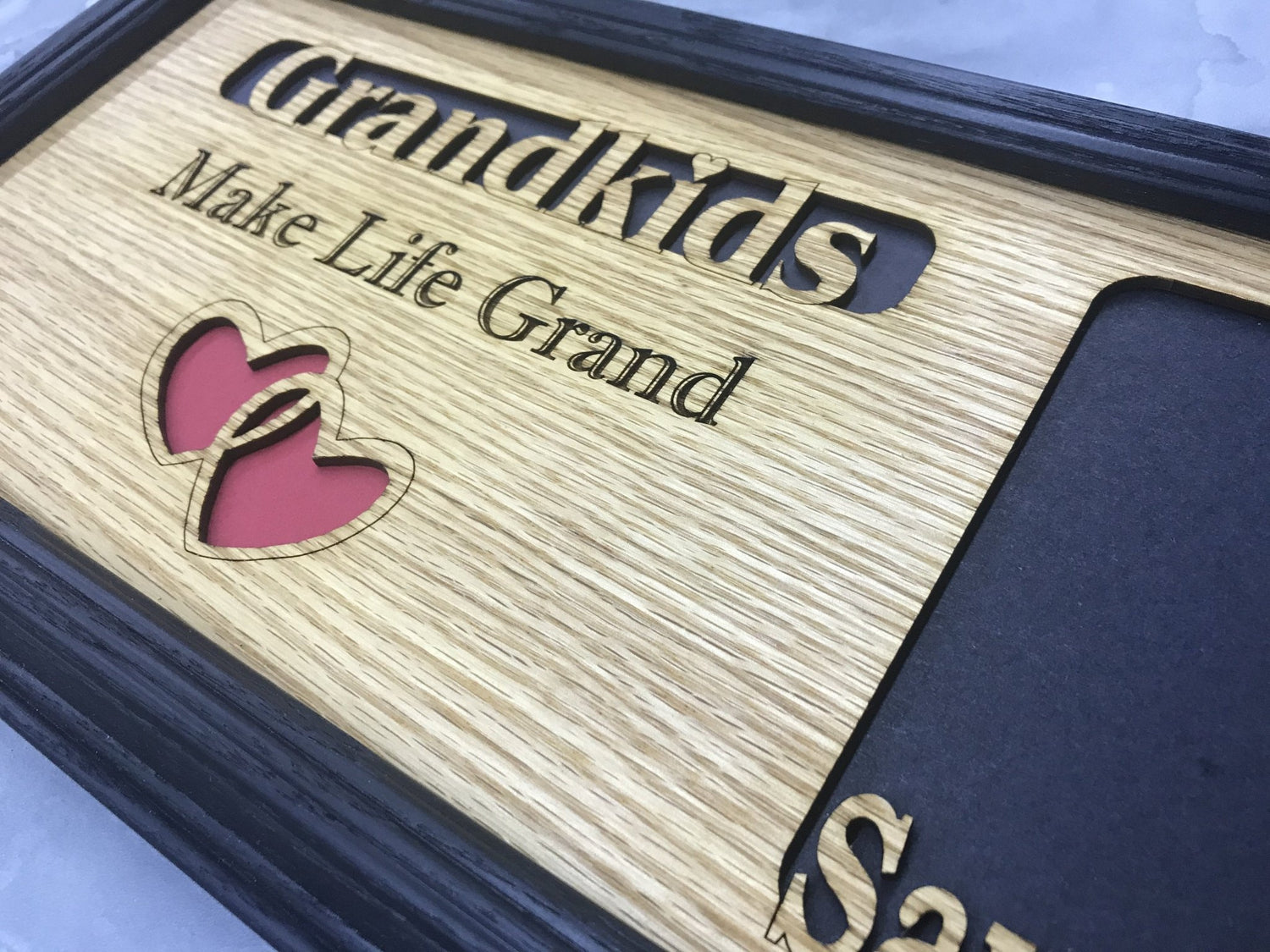 Grandkids Picture Frame with Names - 6"x32" Holds 3x5 Pictures - Legacy Images - Picture Frames