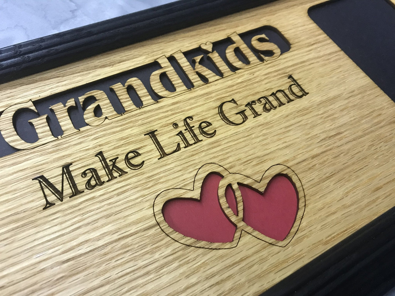 Grandkids Picture Frame with Names - 6"x32" Holds 3x5 Pictures - Legacy Images - Picture Frames