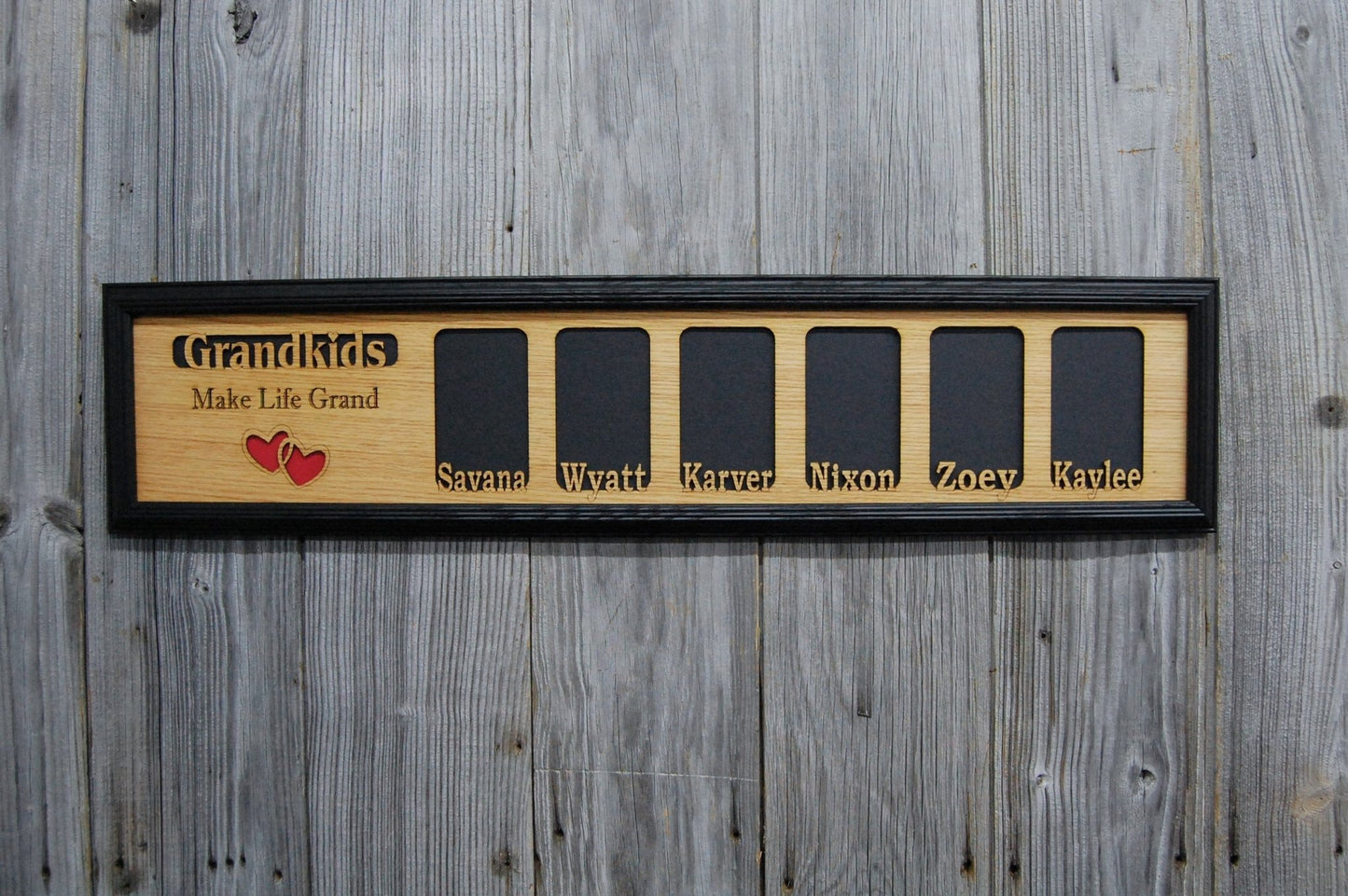 Grandkids Picture Frame with Names - 6"x32" Holds 3x5 Pictures - Legacy Images - Picture Frames