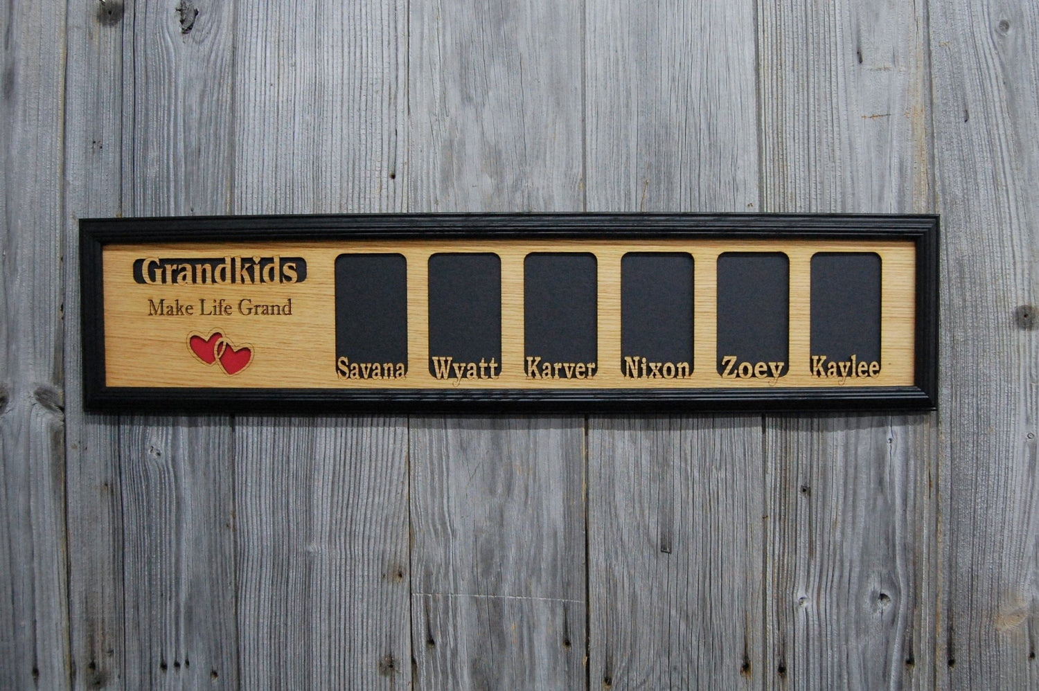 Grandkids Picture Frame with Names - 6"x32" Holds 3x5 Pictures - Legacy Images - Picture Frames