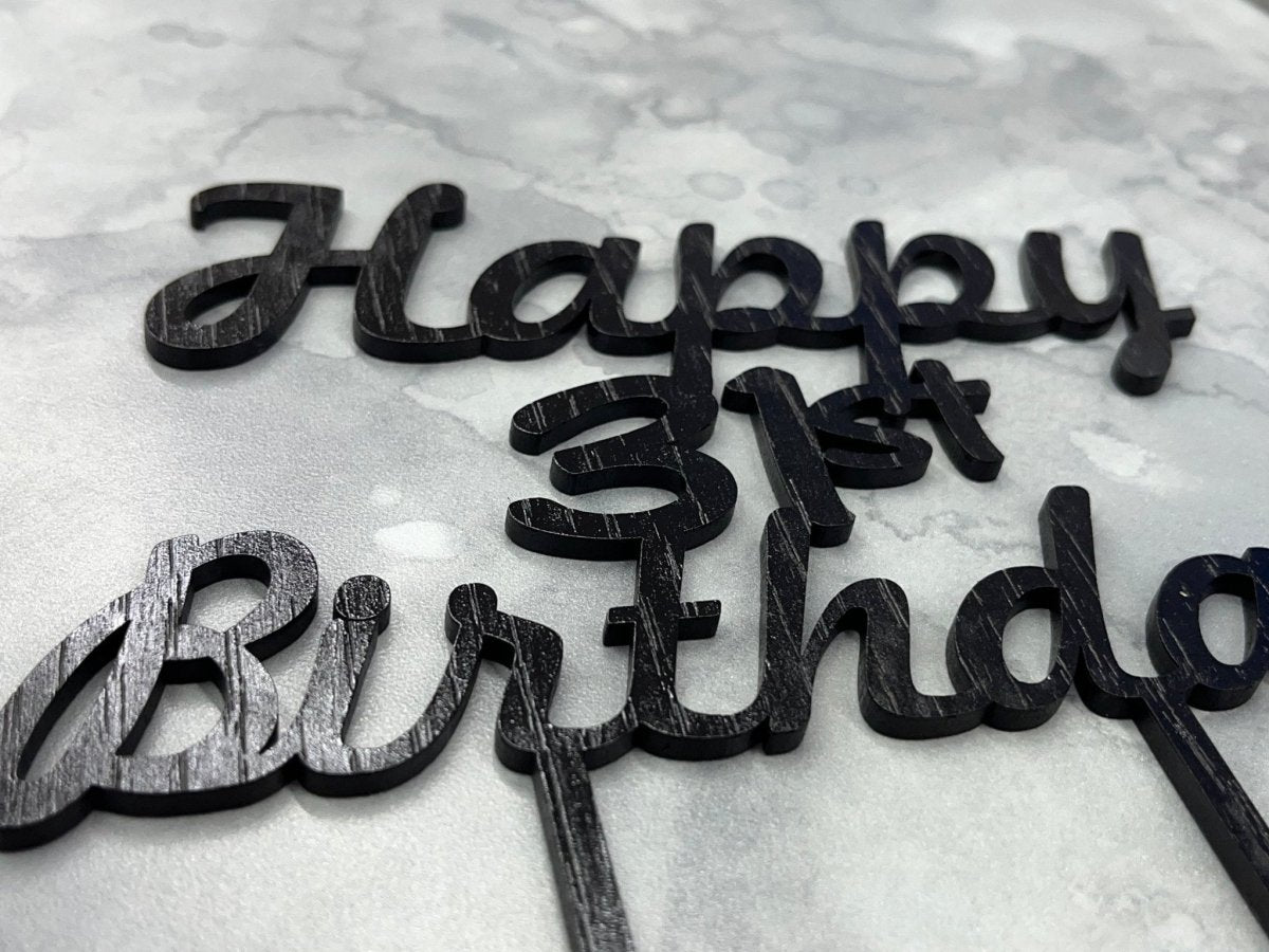 Happy Birthday Cake Topper - Legacy Images - Cake Decorating Supplies - birthday cake topper happy birthday laser engraved