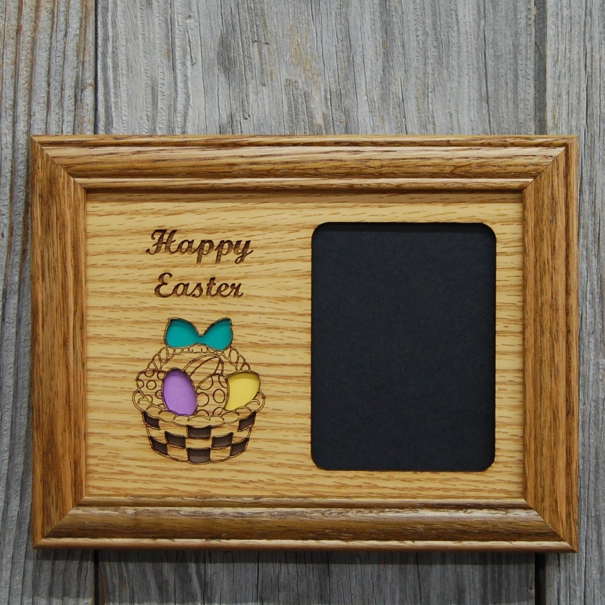 Happy Easter Picture Frame - 5x7 Frame Holds 3x4 Photo - Legacy Images - Picture Frames - 5x7 picture frame easter family laser engraved