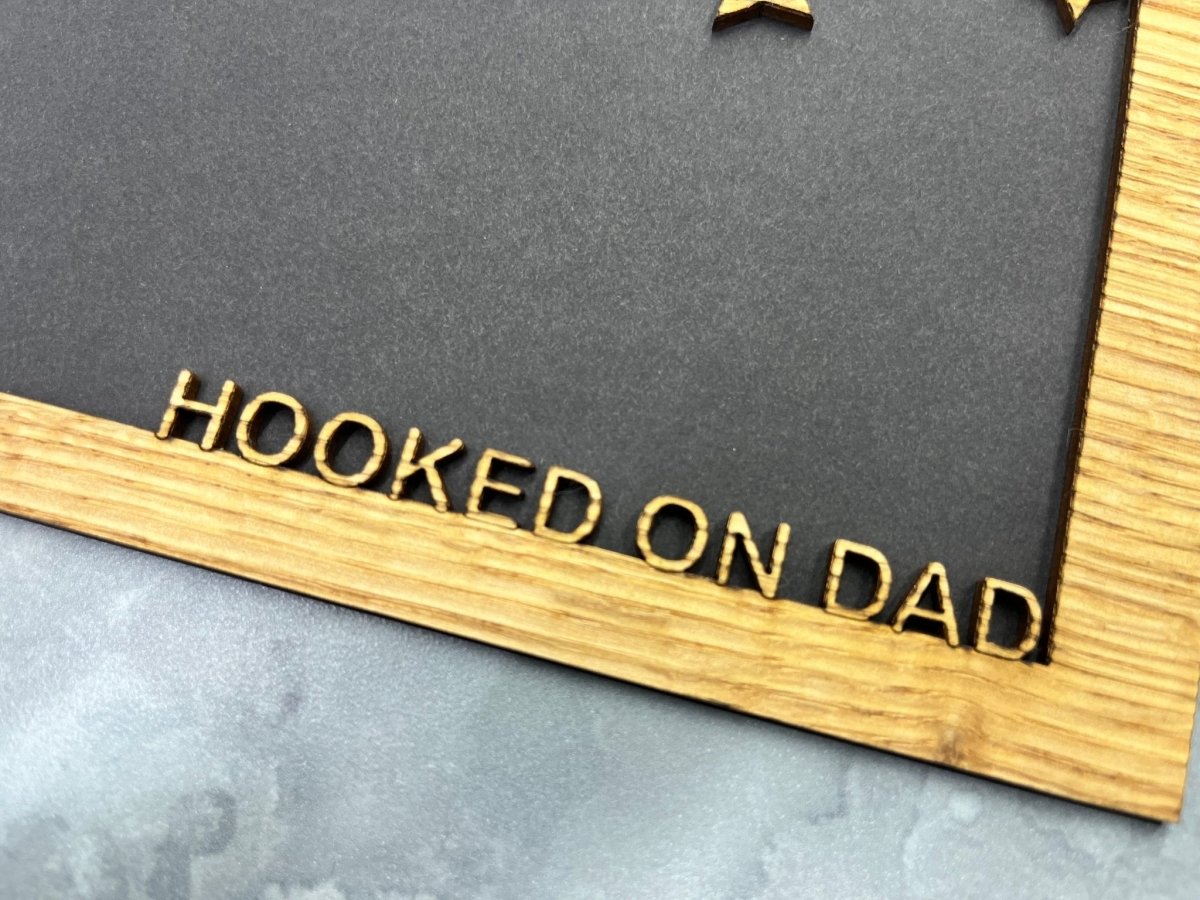Hooked On Dad Picture Frame - Personalized with Kid's Names - Legacy Images - family father's day gift picture frame laser engraved