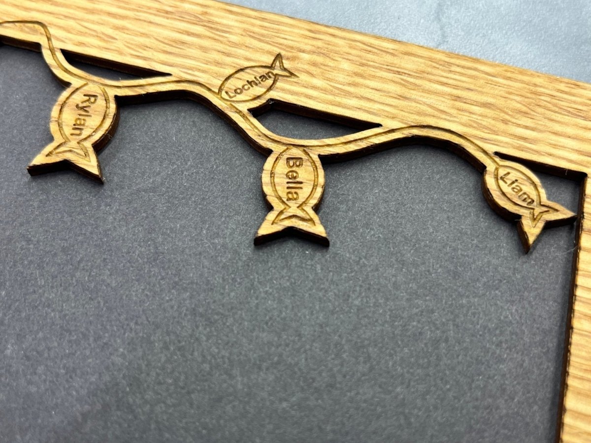 Hooked On Dad Picture Frame - Personalized with Kid's Names - Legacy Images - family father's day gift picture frame laser engraved