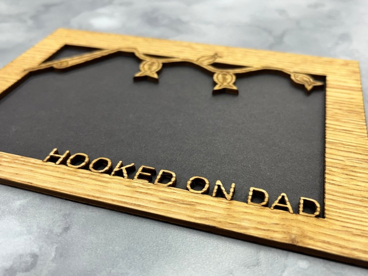Hooked On Dad Picture Frame - Personalized with Kid's Names - Legacy Images - family father's day gift picture frame laser engraved