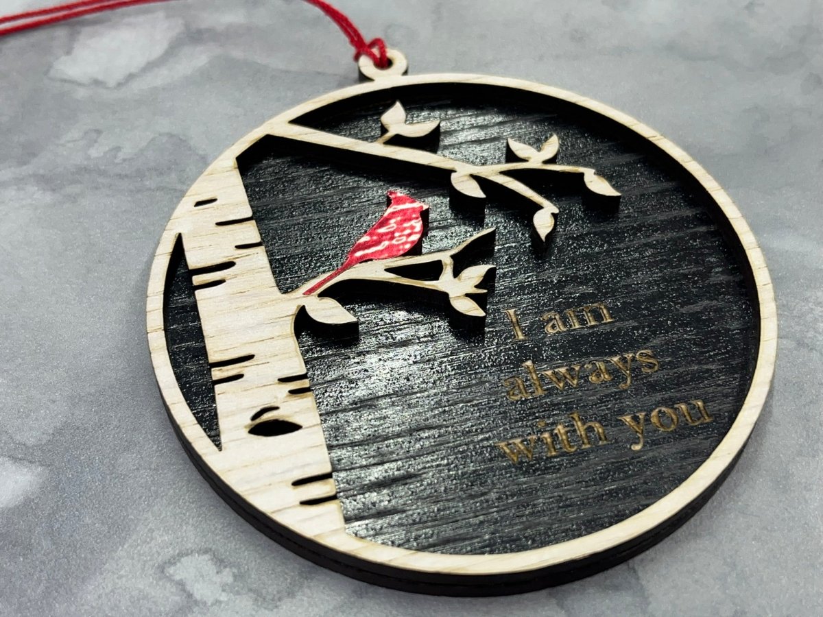 I Am Always With You Ornament with Cardinal and Birch Tree - Legacy Images - Holiday Ornaments - always with you cardinal family laser engraved