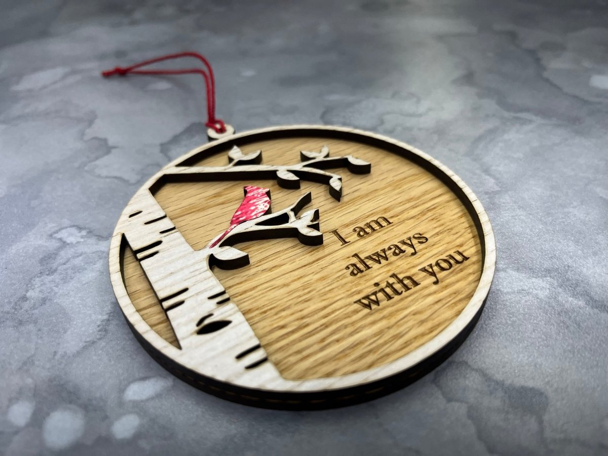 I Am Always With You Ornament with Cardinal and Birch Tree - Legacy Images - Holiday Ornaments - always with you cardinal family laser engraved