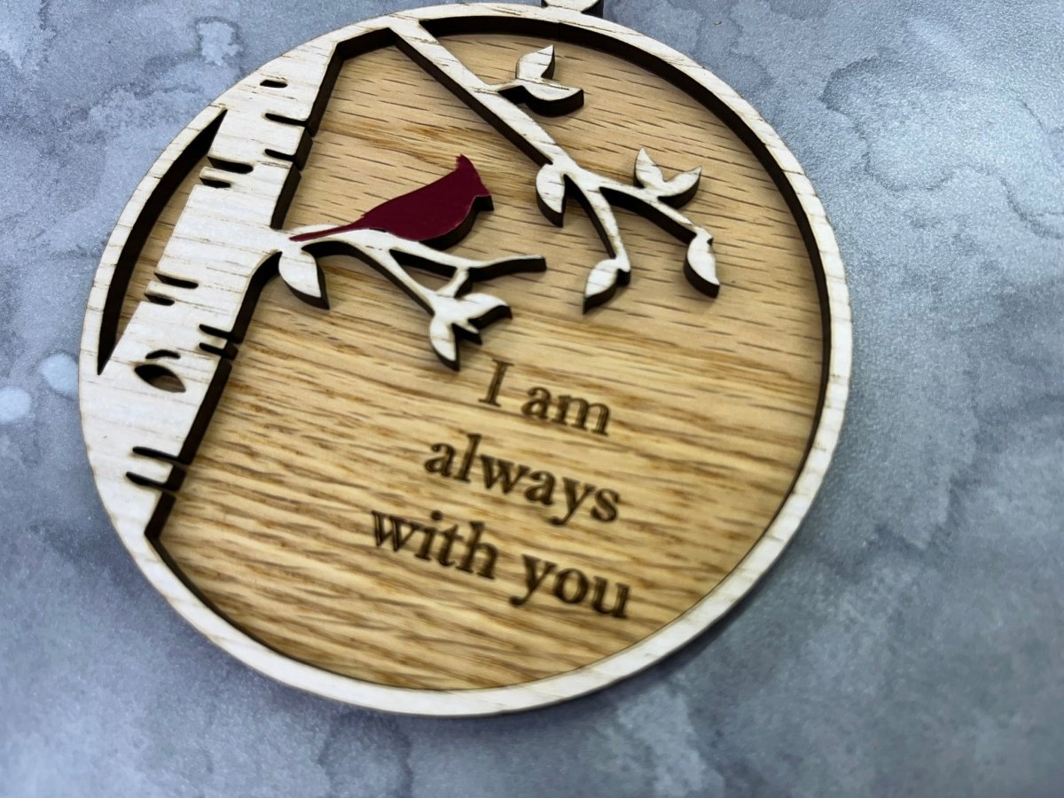 I Am Always With You Ornament with Cardinal and Birch Tree - Legacy Images - Holiday Ornaments - always with you cardinal family laser engraved