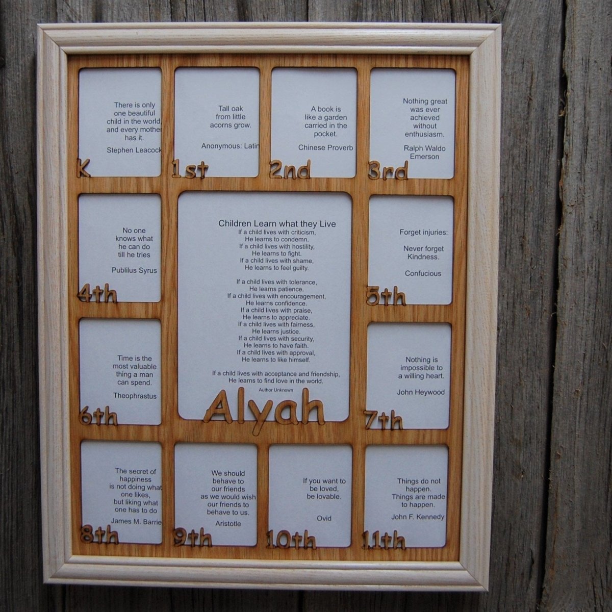 K - 12th Grade School Years Picture Frame - Rectangular Openings - Holds 5x6.5 & 2.5x3 Photos 11"x14" - Legacy Images - Picture Frames - 11x14 Picture Frame name picture frame laser engraved