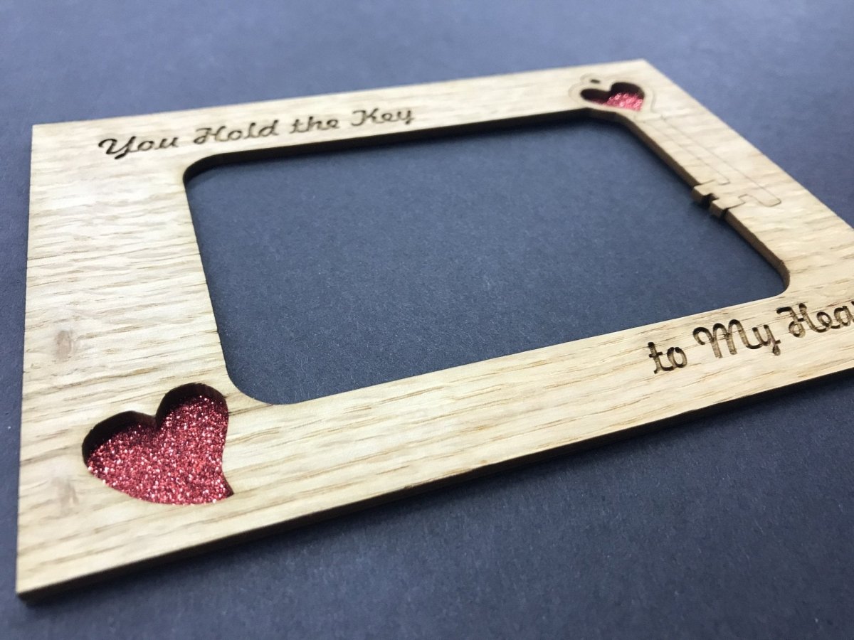 Key To My Heart Picture Frame - 5x7 Frame Hold 4x6 Photo - Legacy Images - Picture Frames - 5x7 picture frame family holiday laser engraved