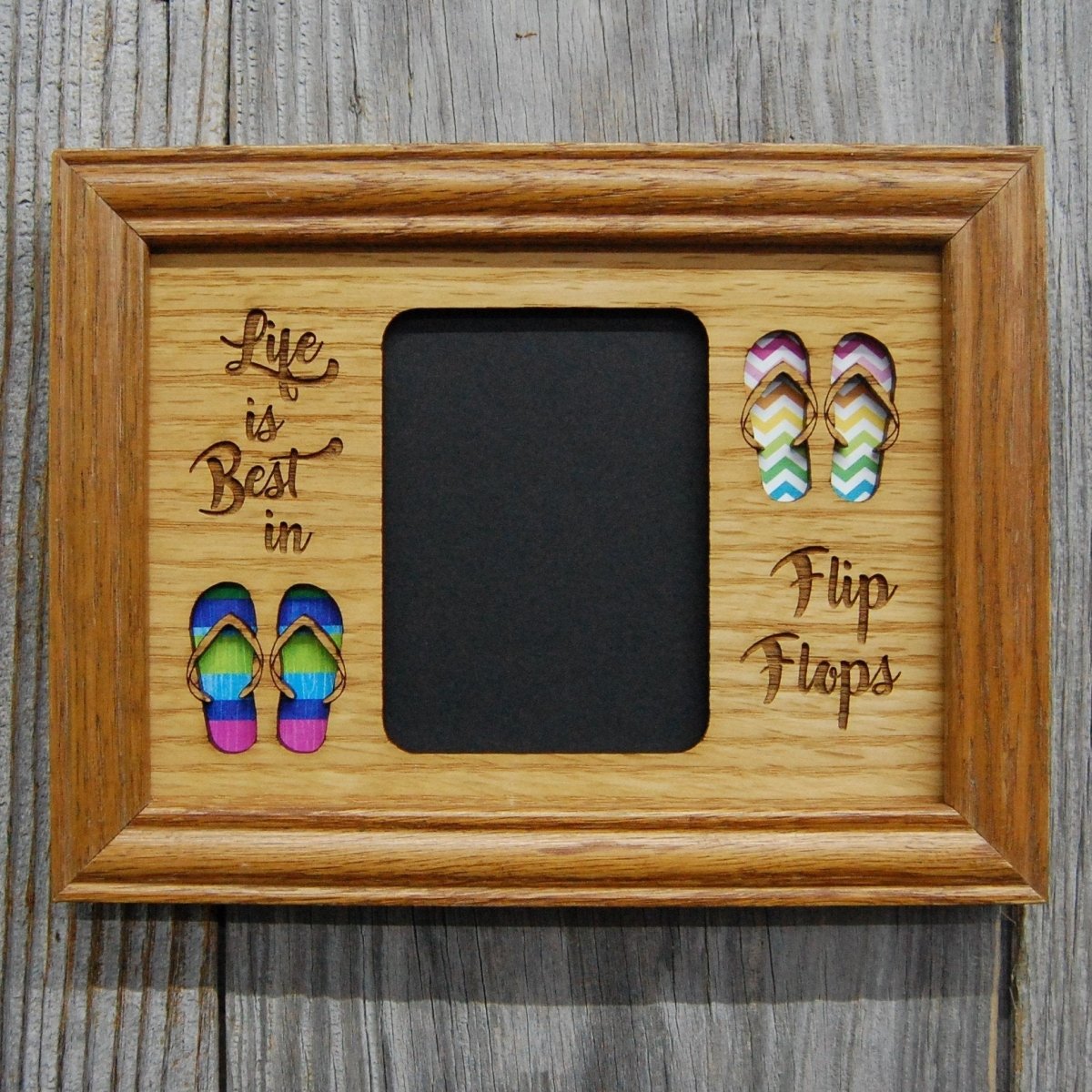 Life is Best in Flip Flops Picture Frame - 5x7 Frame Hold 3x4 Photo - Legacy Images - Picture Frames - 5x7 picture frame beach hobbies laser engraved