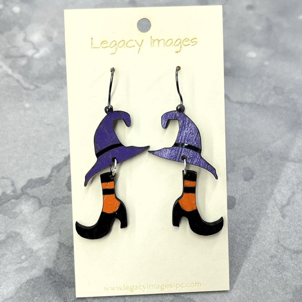 Mismatch Witch Hat & Shoes Dangle Earrings - Legacy Images - Earrings - dangle earrings Earrings halloween laser engraved