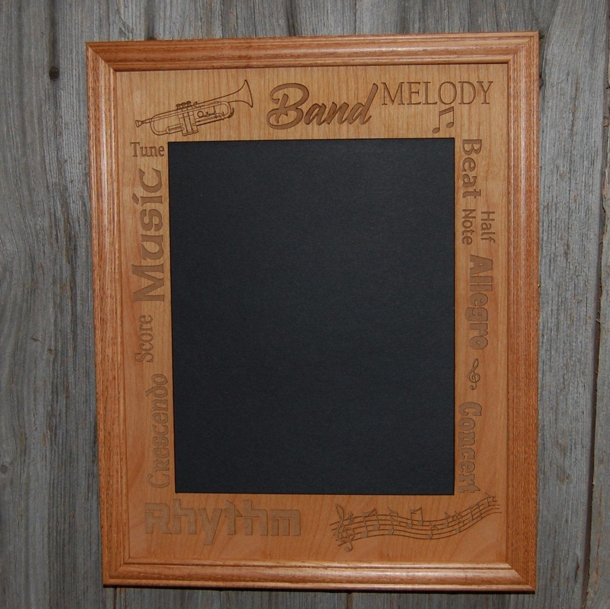 Music Picture Frame Alder Wood - 11x14 Frame Holds 8x10 Photo - Legacy Images - Picture Frames - 11x14 Picture Frame alder band laser engraved