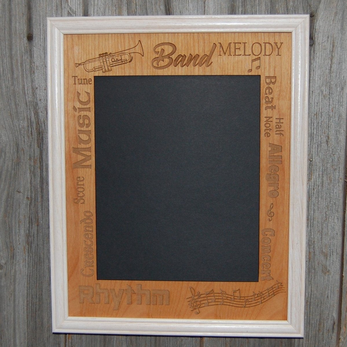 Music Picture Frame Alder Wood - 11x14 Frame Holds 8x10 Photo - Legacy Images - Picture Frames - 11x14 Picture Frame alder band laser engraved