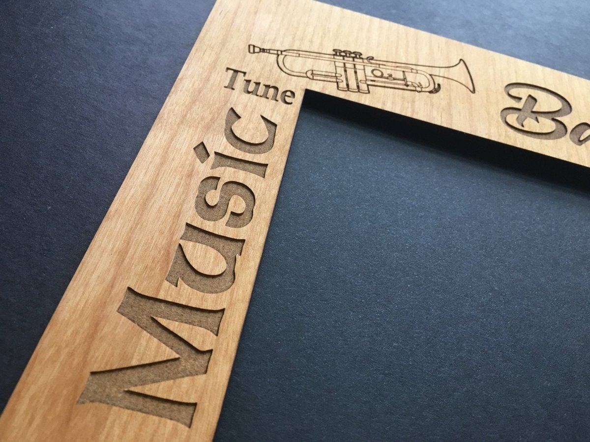 Music Picture Frame Alder Wood - 11x14 Frame Holds 8x10 Photo - Legacy Images - Picture Frames - 11x14 Picture Frame alder band laser engraved