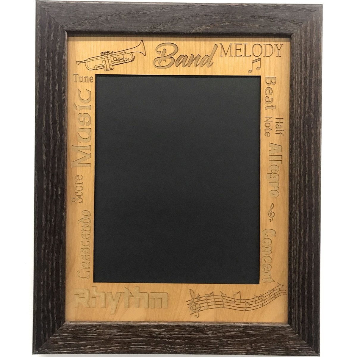 Music Picture Frame Alder Wood - 11x14 Frame Holds 8x10 Photo - Legacy Images - Picture Frames - 11x14 Picture Frame alder band laser engraved