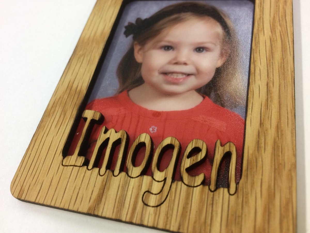 Name Picture Frame Refrigerator Magnet - Holds a 2x3 Photo - Legacy Images - Picture Frames - magnet name picture frame laser engraved