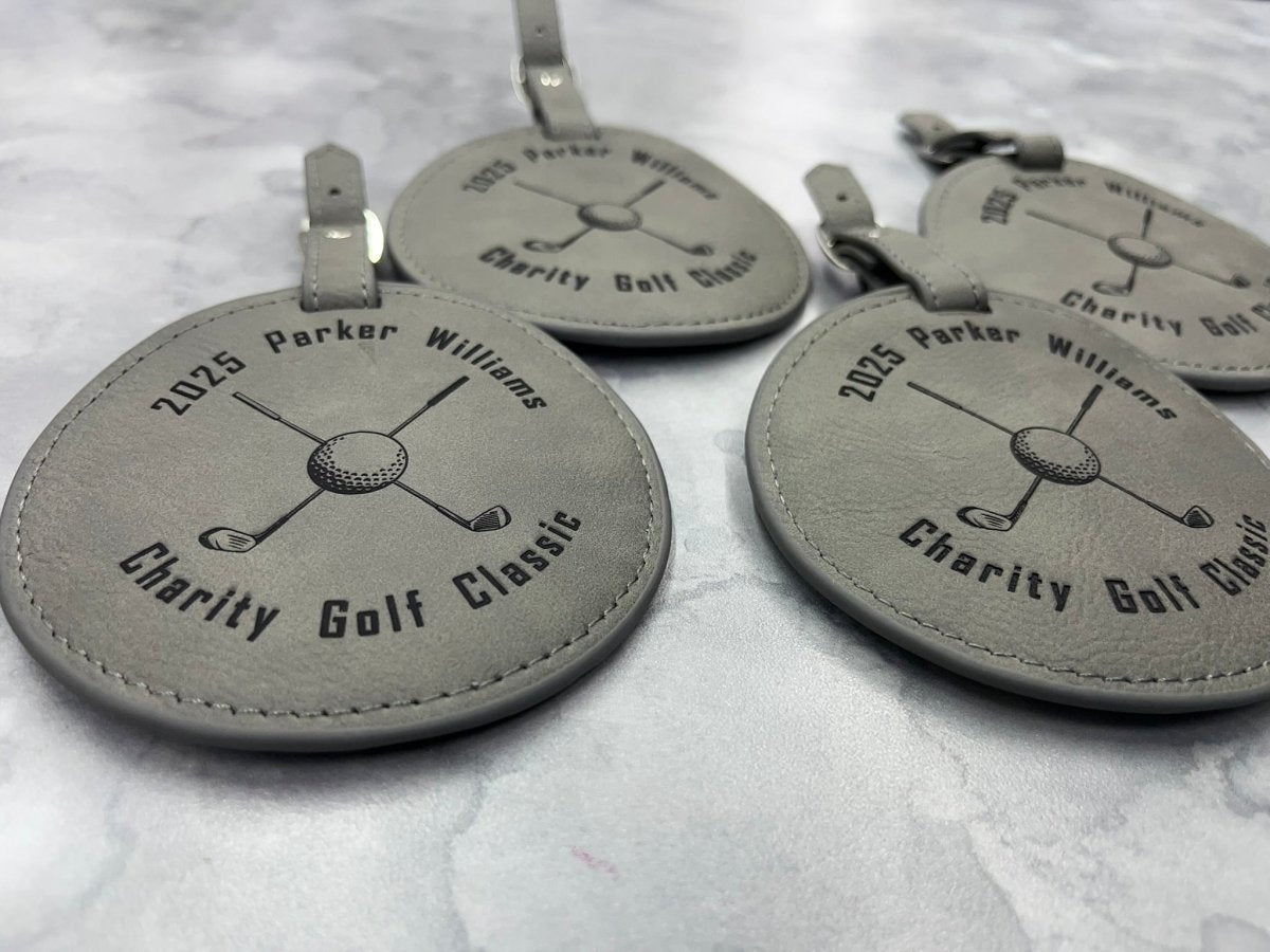 Personalized Golf Gift Set - Leather Tee Holder and Ball Marker - Legacy Images - father's day gift golf hobbies laser engraved