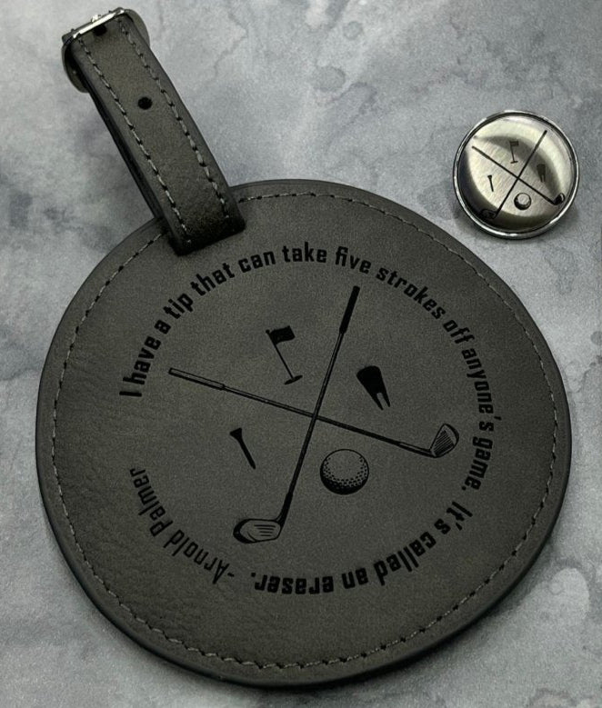 Personalized Golf Gift Set - Leather Tee Holder, Divot Tool, Ball Marker - Legacy Images - father's day gift sports