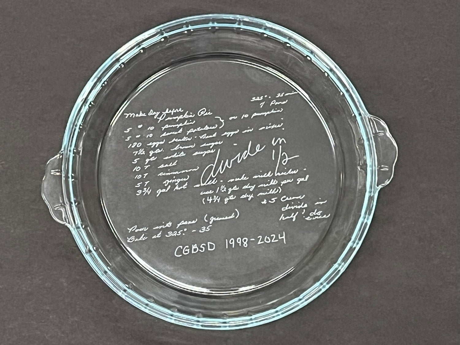 Personalized Pie Plate - Legacy Images - kitchen wedding laser engraved