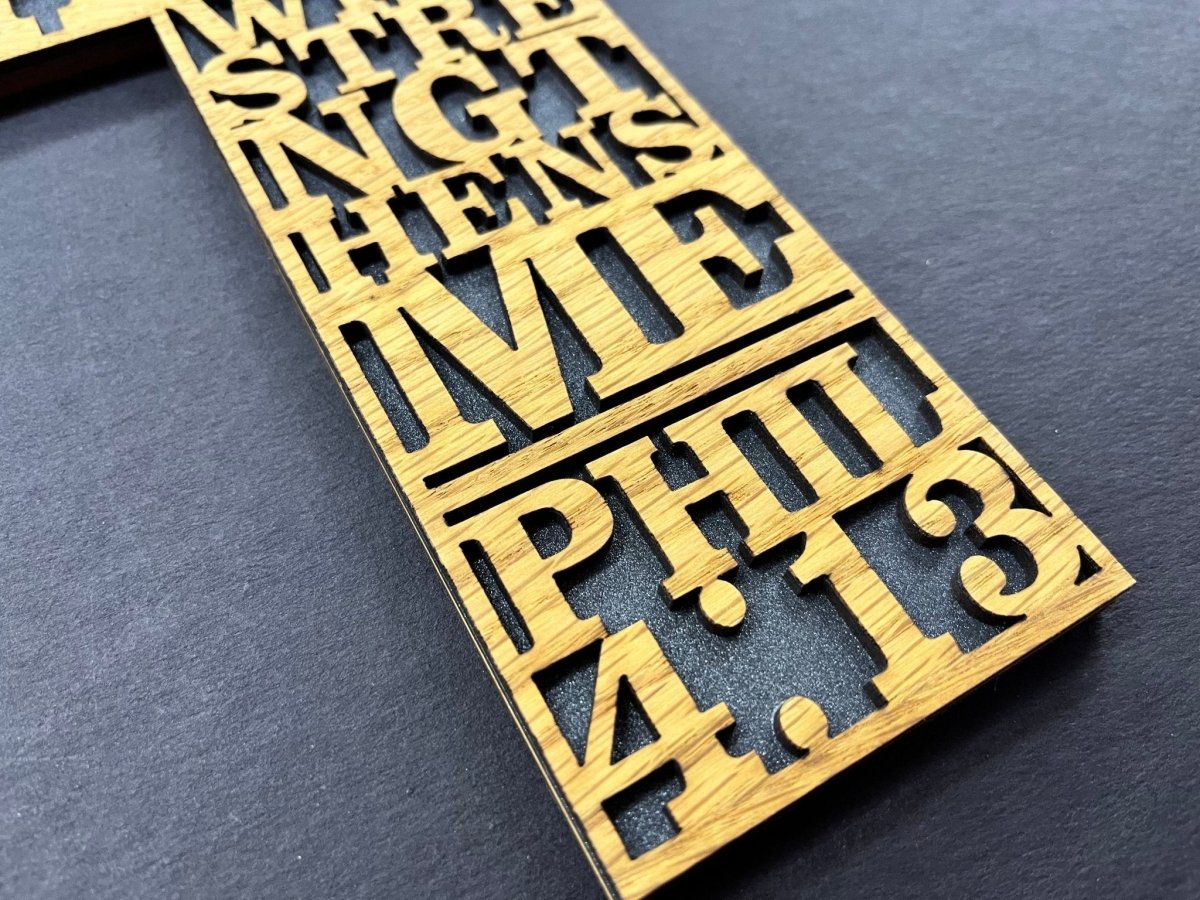 Philippians 4:13 I Can Do All Things Cross - Legacy Images - Novelty Signs - cross religious sign laser engraved