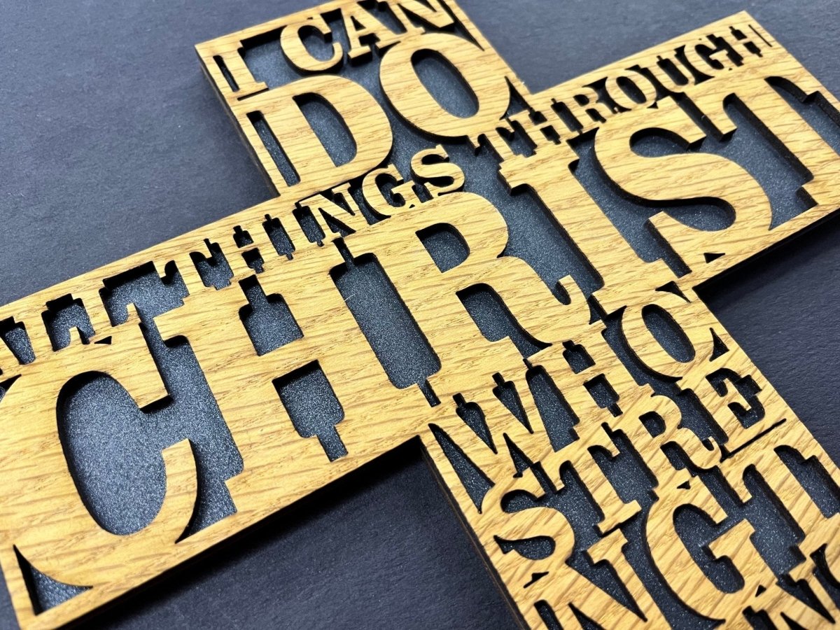 Philippians 4:13 I Can Do All Things Cross - Legacy Images - Novelty Signs - cross religious sign laser engraved