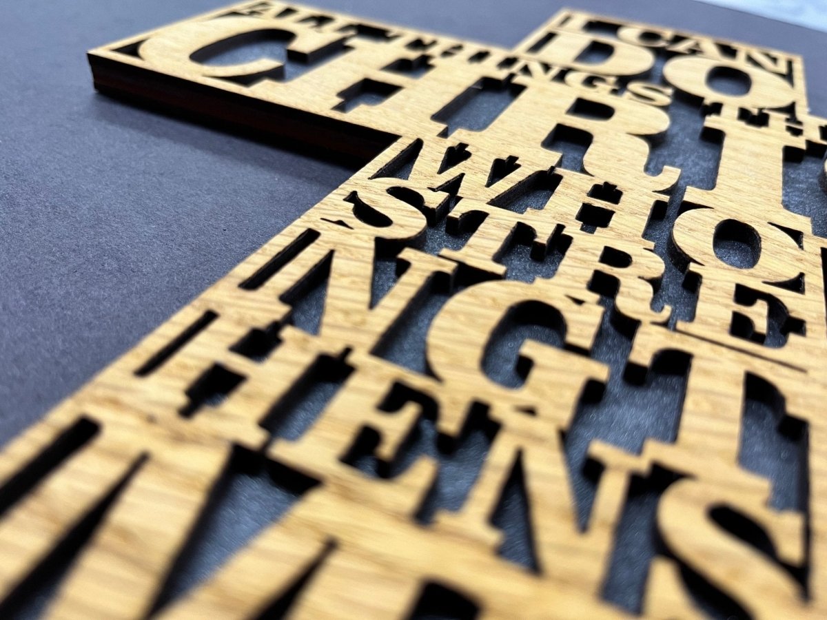 Philippians 4:13 I Can Do All Things Cross - Legacy Images - Novelty Signs - cross religious sign laser engraved