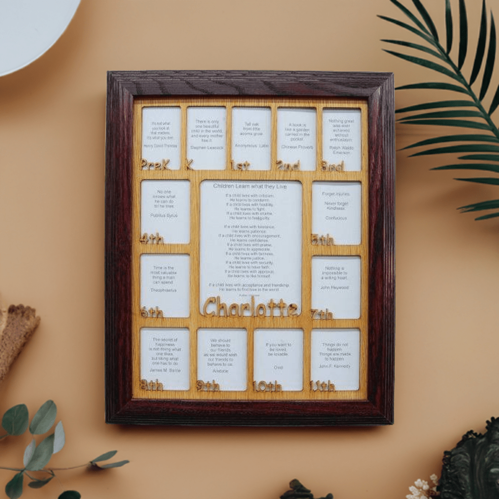 PreK - 12th Grade School Years Picture Frame - Rectangular Openings - Legacy Images - Picture Frames - 11x14 Picture Frame 12x16 picture frame 16x20 picture frame laser engraved