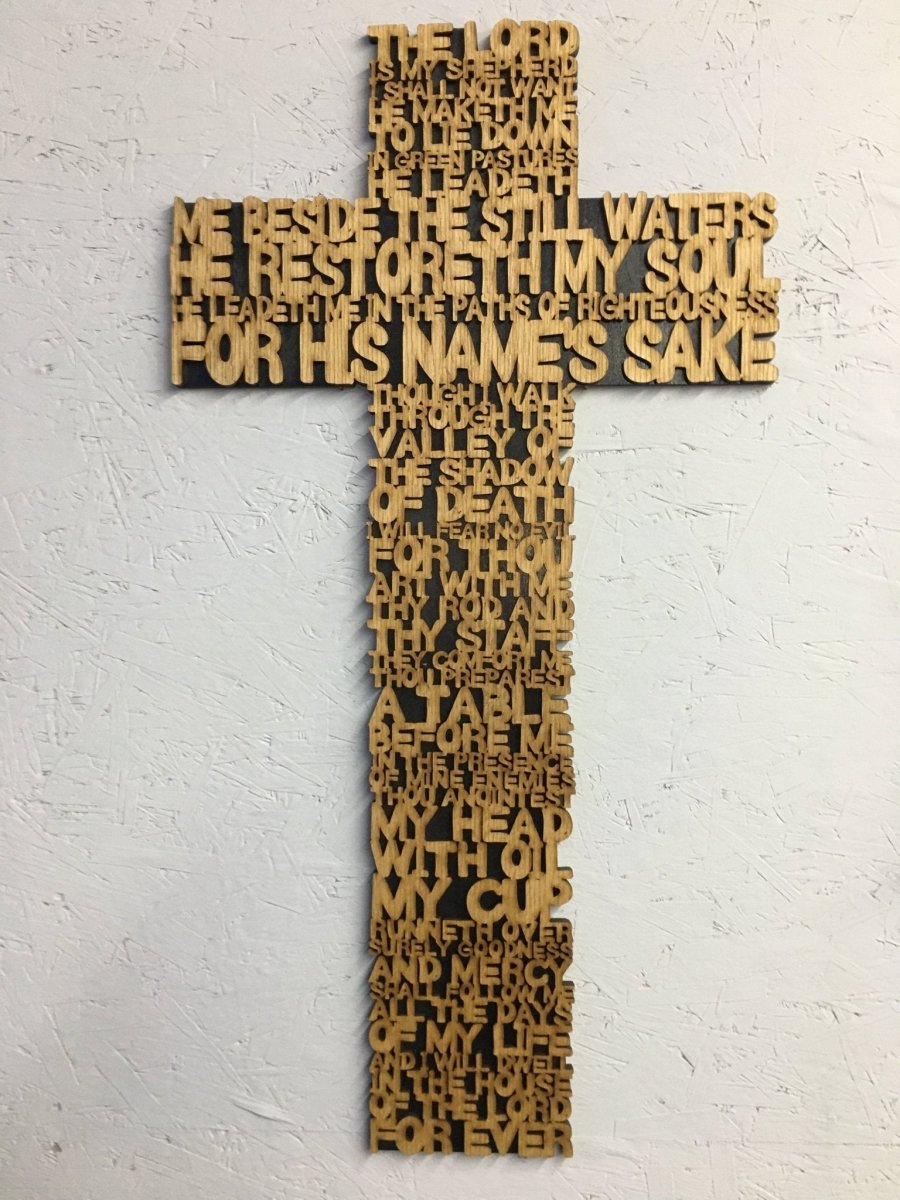 Psalm 23 Cross - Legacy Images - Novelty Signs - cross religious sign laser engraved