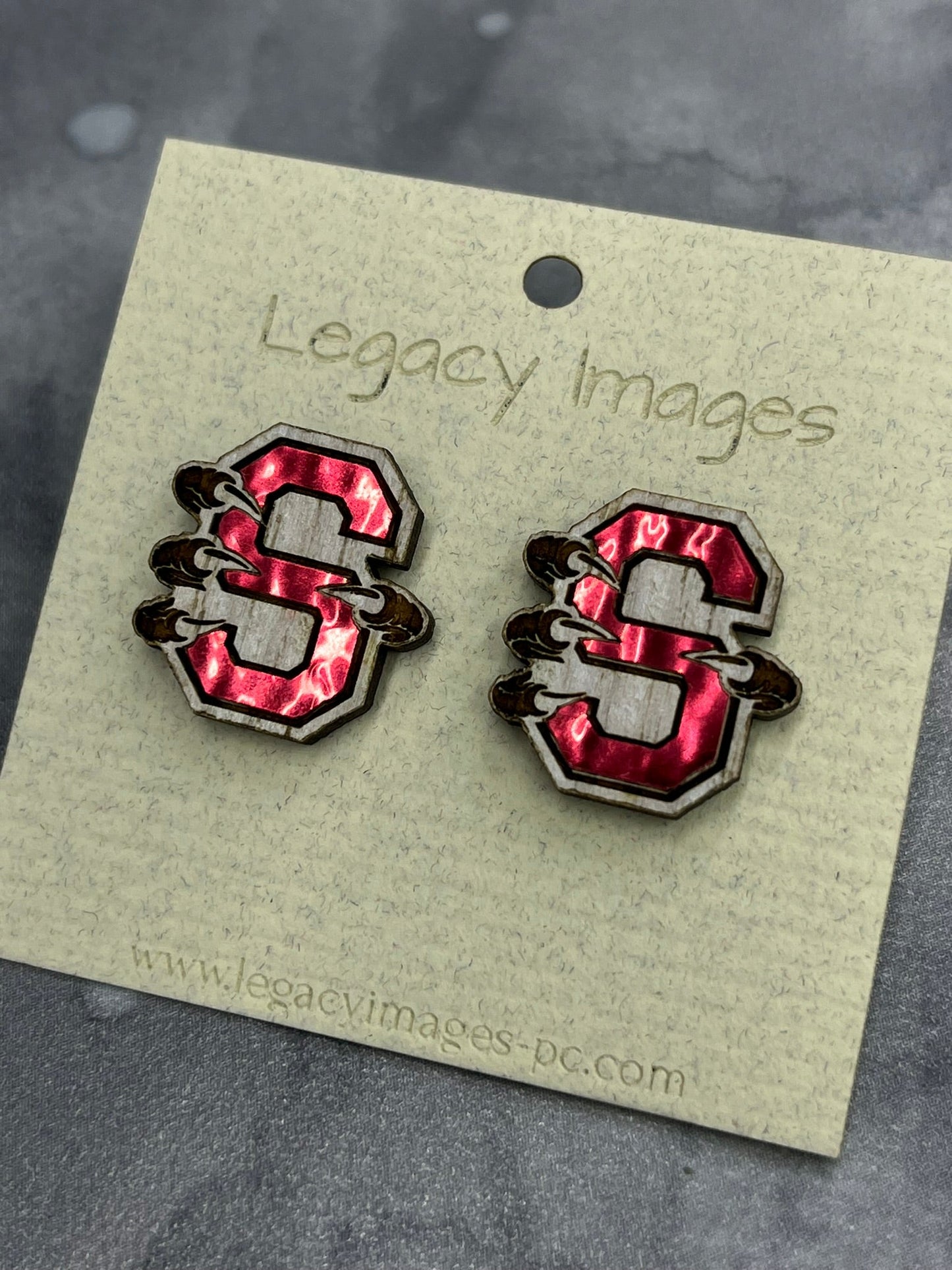 Sheridan Blackhawks Earrings - Legacy Images - Earrings - Earrings school Sheridan laser engraved