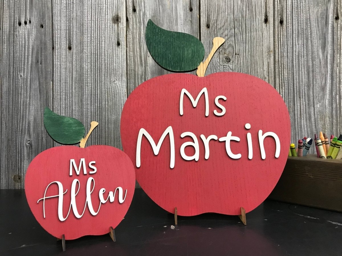 Teacher Apple Sign Personalized with Name - $35.00- $45.00 - Legacy Images  - Signs, image size:1200x900