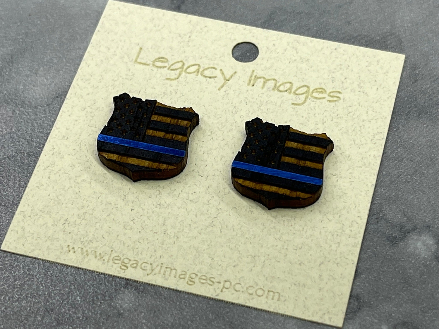 Thin Blue Line Earring - Thin Blue Line Fundraiser for Bob Shock - Legacy Images - Earrings