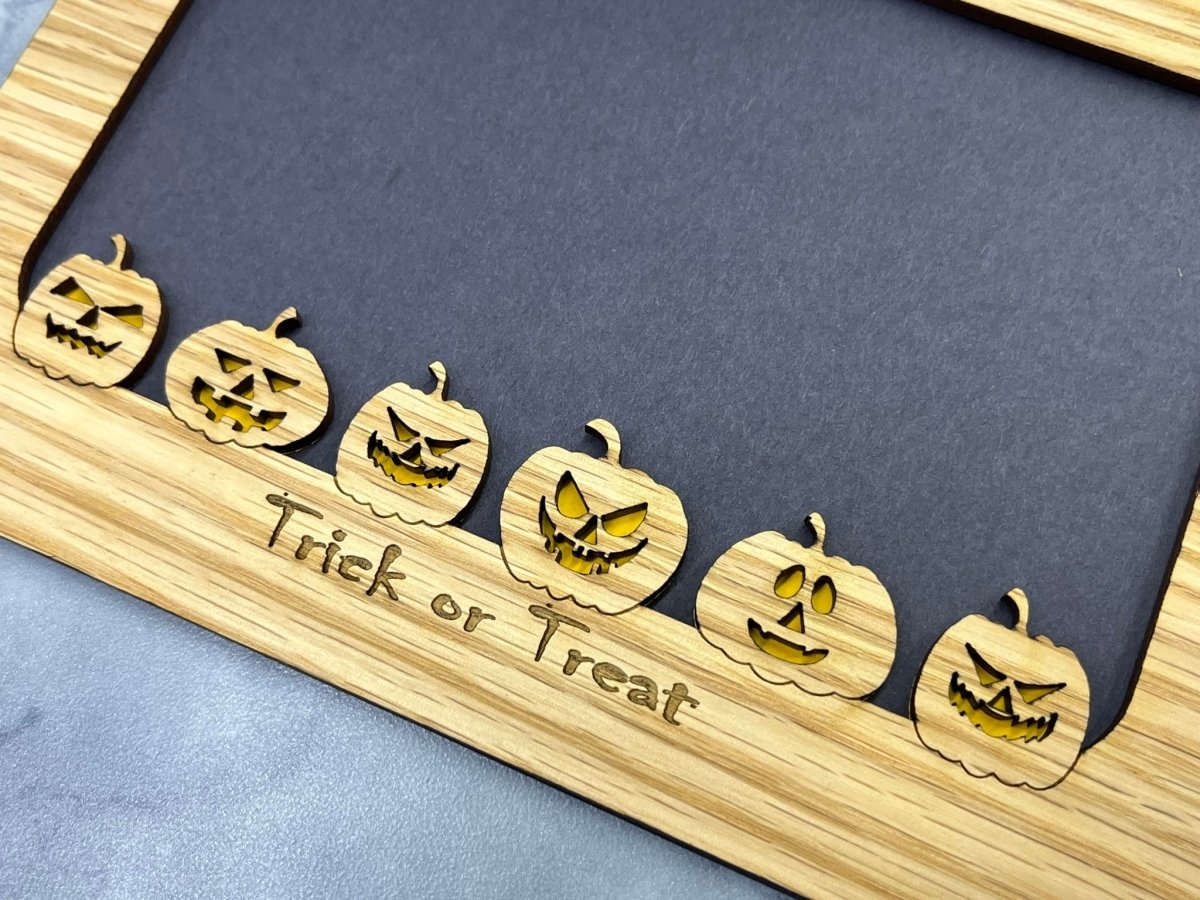 Trick or Treat Picture Frame - Legacy Images - Picture Frame - 5x7 picture frame fall halloween laser engraved